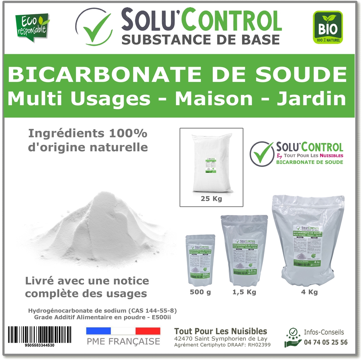 Bicarbonate de Soude Multi Usages, Maison et Jardin, 100% Naturel, SOLU
